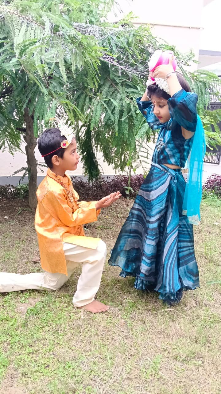 Children presenting a scene during the Janmashtami celebration